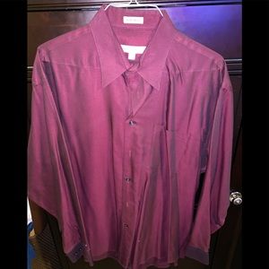 Men’s Pronto Uomo Burgundy Button Down Shirt 17.5